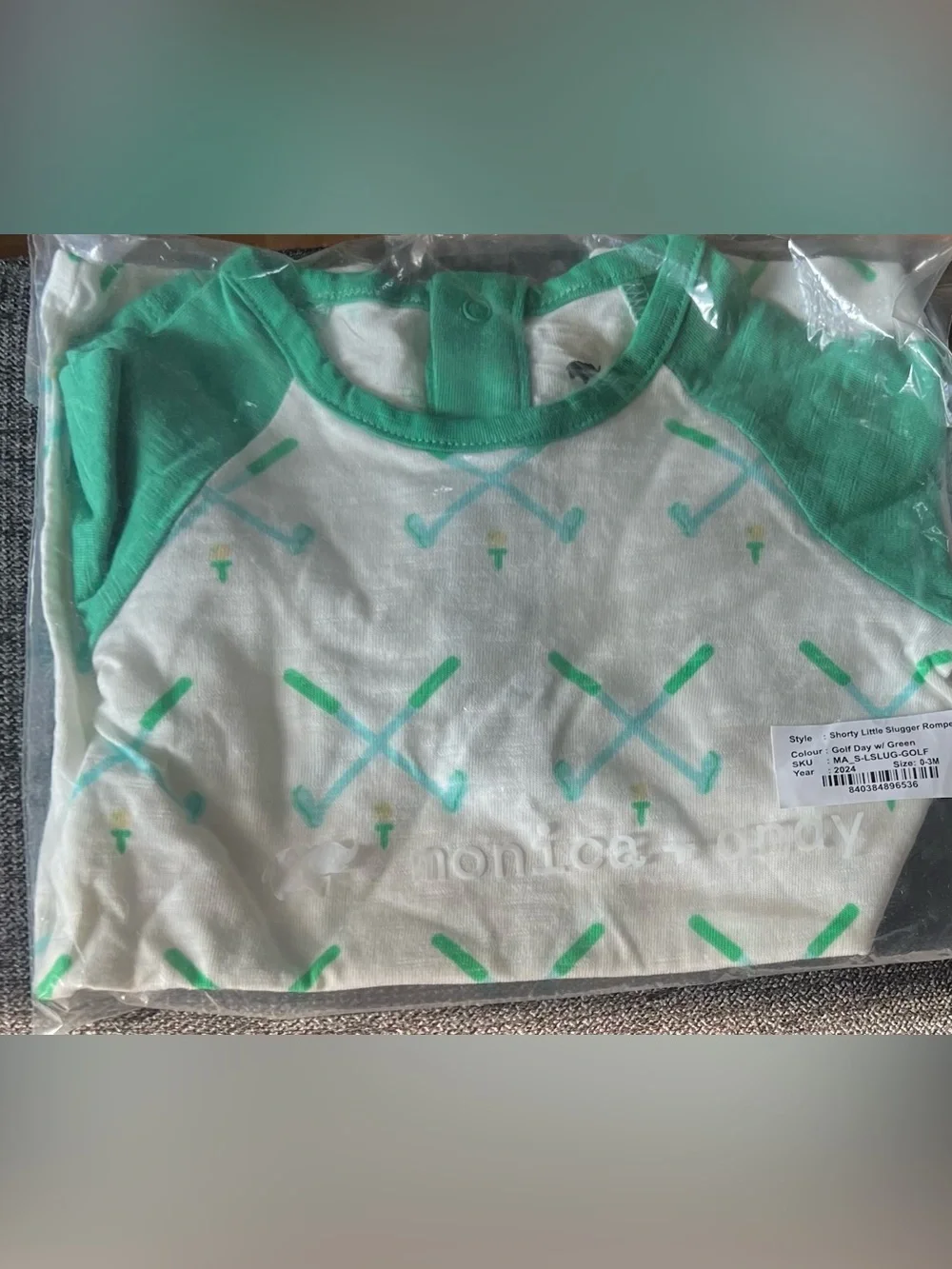 Monica & Andy Shorty Little Slugger Romper Golf Day Gender Neutral 0-3 Month NWT